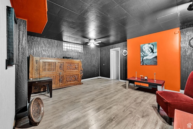 4825 S Burch Creek Dr E, South Ogden, UT 84403 - sitting room featuring wood finished floors, ceiling fan, and baseboards