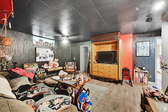 4825 S Burch Creek Dr E, South Ogden, UT 84403 - living area with wood finished floors and wallpapered walls