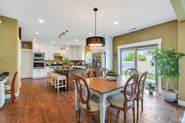 758 W 375 N, Springville, UT 84663 - dining room with dark wood-type flooring, recessed lighting, a chandelier, and baseboards