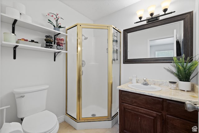 429 S Storrs Ave, American Fork, UT 84003 - full bathroom featuring a shower stall, vanity, toilet, and tile patterned flooring