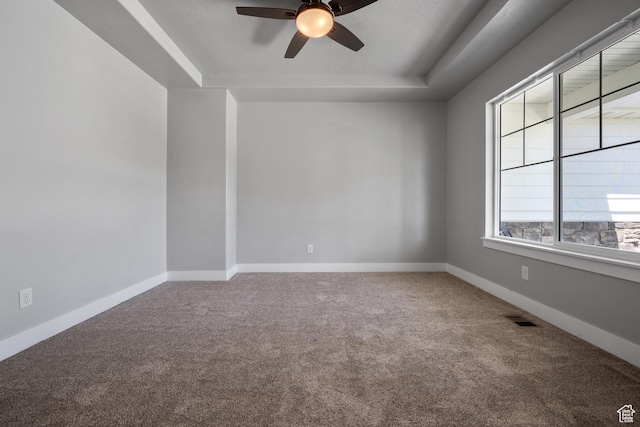 1047 N 700 W, Mapleton, UT 84664 - spare room with a raised ceiling, carpet, a ceiling fan, and baseboards