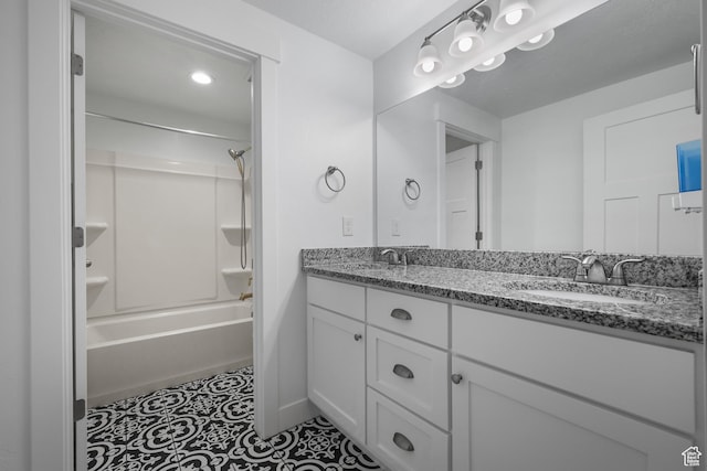 1047 N 700 W, Mapleton, UT 84664 - bathroom featuring double vanity, shower / bath combination, and baseboards