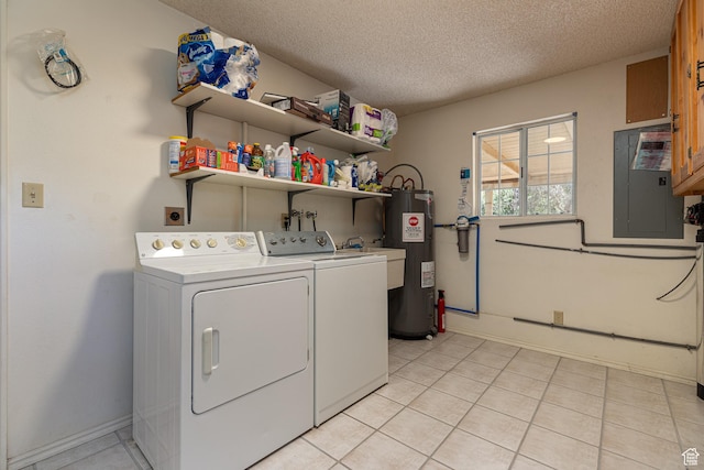 845 S 80 W, Hurricane, UT 84737 - washroom with electric panel, washing machine and clothes dryer, water heater, a textured ceiling, and baseboards