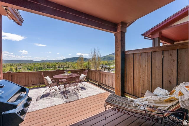 5430 N Cross Country Way, Park City, UT 84098 - deck featuring a mountain view, outdoor dining area, and area for grilling