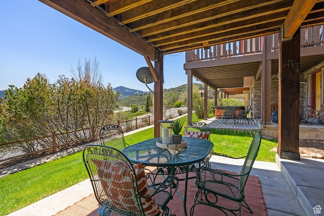 5430 N Cross Country Way, Park City, UT 84098 - view of patio with outdoor dining area and a mountain view