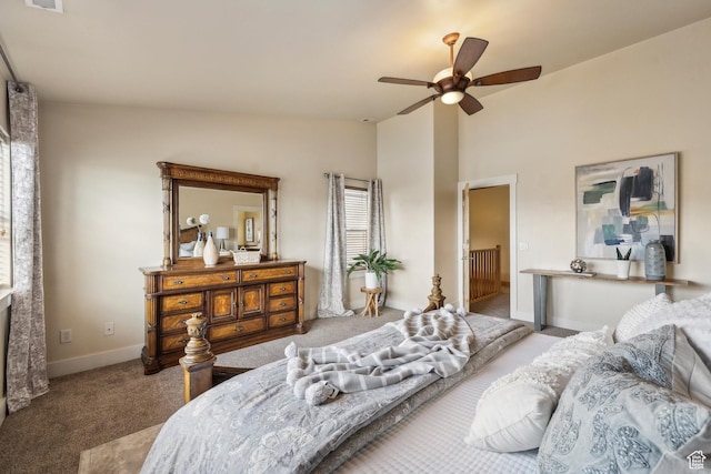 5430 N Cross Country Way, Park City, UT 84098 - bedroom with carpet, lofted ceiling, baseboards, and ceiling fan