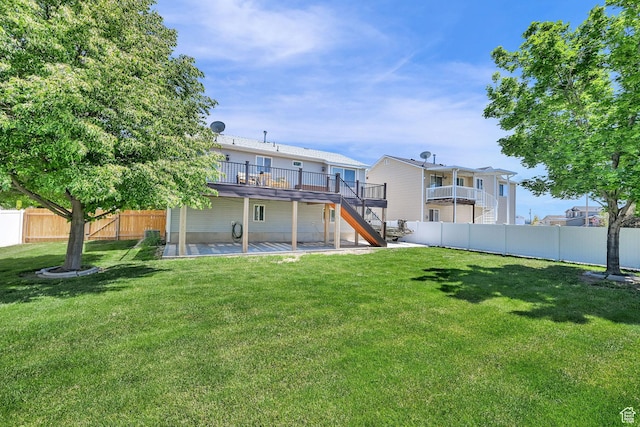 5443 S 4175 W, Roy, UT 84067 - rear view of house with stairs, a patio, and a wooden deck
