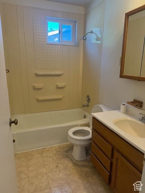 3165 S Green St, Salt Lake City, UT 84106 - bathroom featuring vanity, shower / bathtub combination, and toilet