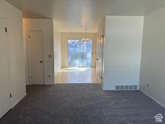 3165 S Green St, Salt Lake City, UT 84106 - spare room featuring a chandelier, carpet, and baseboards