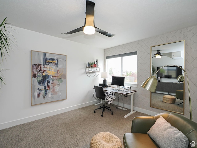 4535 S Bleecker Pl, Millcreek, UT 84117 - office space featuring ceiling fan, baseboards, and carpet flooring