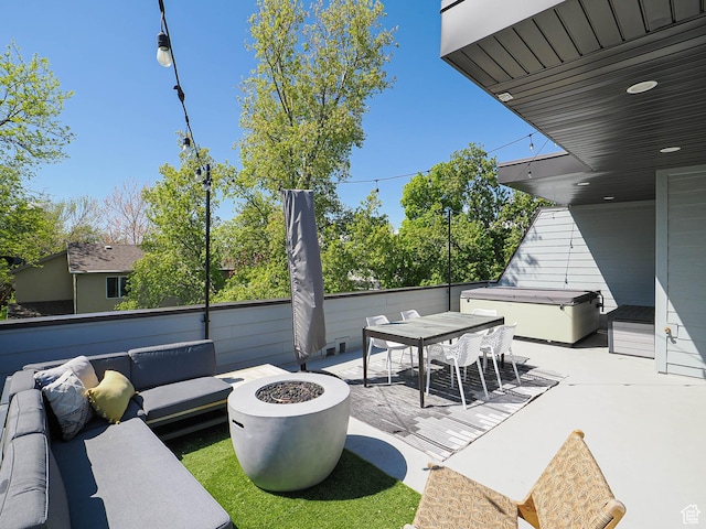 4535 S Bleecker Pl, Millcreek, UT 84117 - view of patio featuring an outdoor living space with a fire pit and outdoor dining area