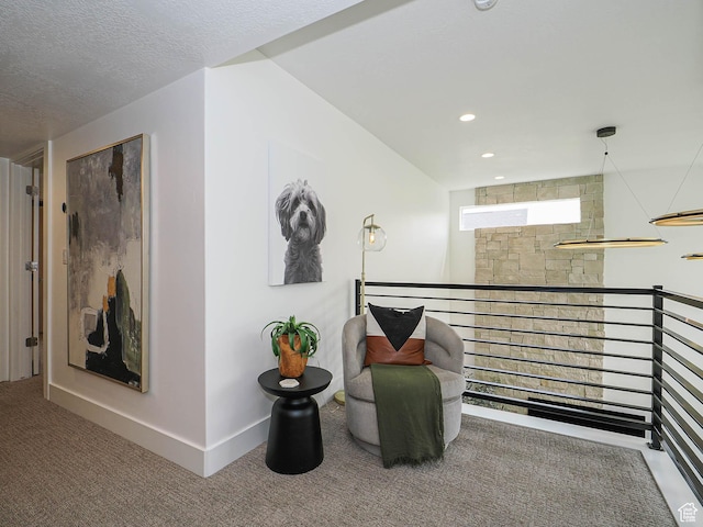 4535 S Bleecker Pl, Millcreek, UT 84117 - sitting room with an upstairs landing, carpet floors, baseboards, and recessed lighting