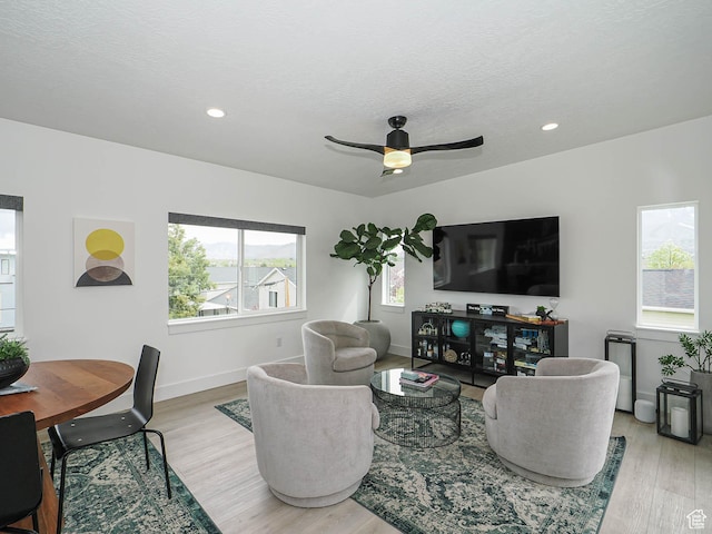 4535 S Bleecker Pl, Millcreek, UT 84117 - living area featuring wood finished floors, baseboards, a ceiling fan, and recessed lighting
