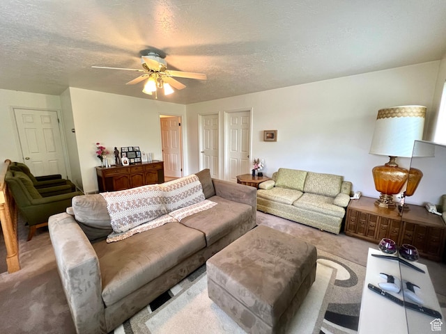 310 S 100 W, Monroe, UT 84754 - living area featuring carpet floors, ceiling fan, and a textured ceiling