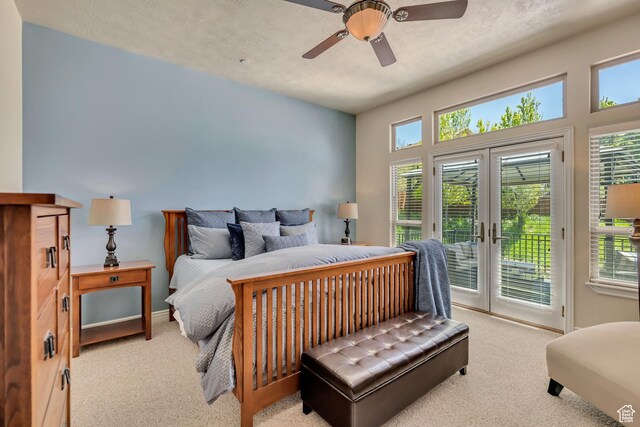 1804 E Longbranch Ct, Draper Ut Cnty, UT 84020 - bedroom with carpet floors, access to outside, multiple windows, and french doors