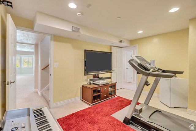 1804 E Longbranch Ct, Draper Ut Cnty, UT 84020 - workout area featuring recessed lighting, baseboards, and light tile patterned floors
