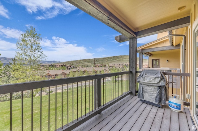 1009 W White Cloud Trl, Kamas, UT 84036 - wooden deck with a mountain view and a lawn