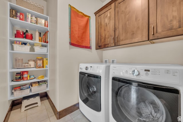 1009 W White Cloud Trl, Kamas, UT 84036 - laundry room with separate washer and dryer, baseboards, light tile patterned floors, and cabinet space