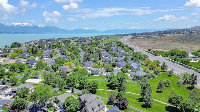42 E Frontier Ct, Saratoga Springs, UT 84045 - aerial perspective of suburban area with a water and mountain view
