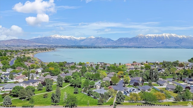 42 E Frontier Ct, Saratoga Springs, UT 84045 - aerial view of residential area featuring a water and mountain view