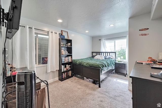 267 W Noah Cir S, Murray, UT 84107 - bedroom with a textured ceiling, recessed lighting, light carpet, and baseboards