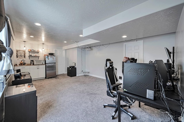 267 W Noah Cir S, Murray, UT 84107 - office with a textured ceiling, light colored carpet, recessed lighting, and baseboards