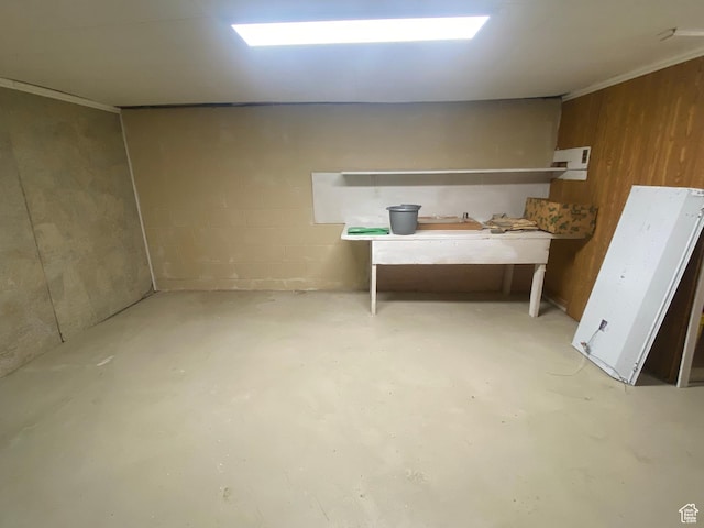 225 S 200 E, Price, UT 84501 - basement featuring wooden walls and concrete block wall