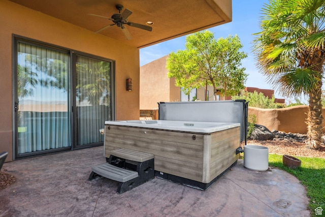 2090 N Tuweap Dr Unit 9, St George, UT 84770 - view of patio / terrace with a hot tub and ceiling fan