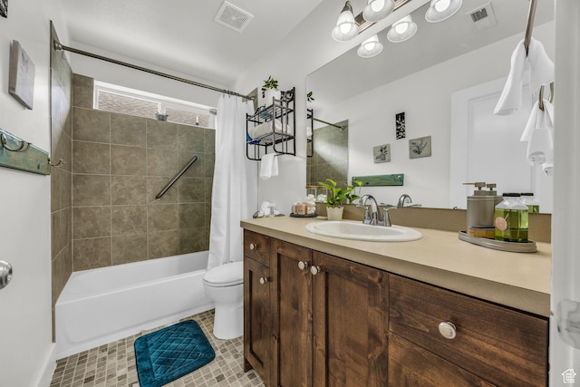 161 E 27th St S, Ogden, UT 84401 - bathroom featuring vanity, shower / tub combo, toilet, and tile patterned floors