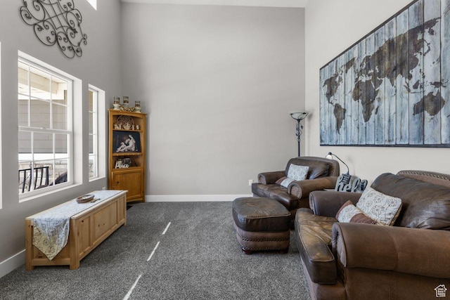 3498 W Harvestwood Ln S, Riverton, UT 84065 - sitting room with carpet, baseboards, and a towering ceiling