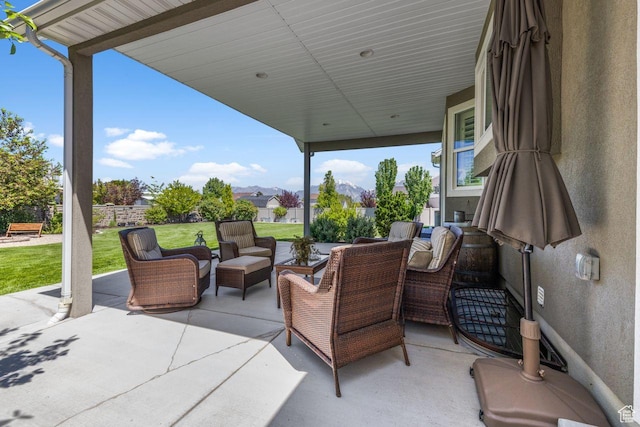 3498 W Harvestwood Ln S, Riverton, UT 84065 - view of patio featuring an outdoor living space
