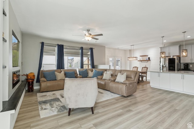 4254 E Center Point St, Eagle Mountain, UT 84005 - living area featuring ceiling fan, light wood finished floors, and recessed lighting
