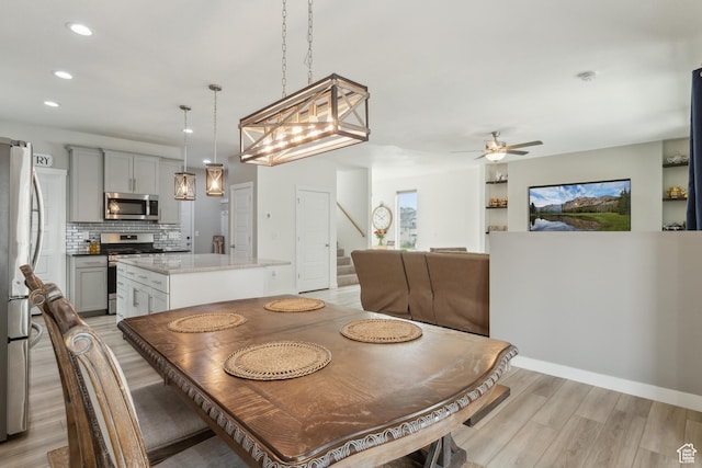 4254 E Center Point St, Eagle Mountain, UT 84005 - dining area with light wood-style flooring, recessed lighting, and ceiling fan