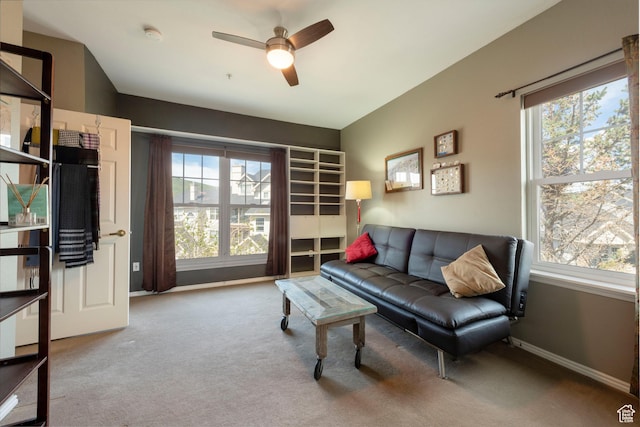 900 Bitner Rd Unit B37, Park City, UT 84098 - living room with carpet flooring, ceiling fan, and baseboards