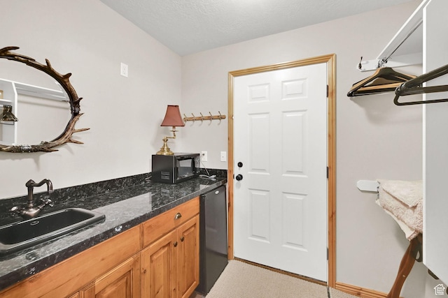 5063 E Lakeview Dr Unit 1001, Eden, UT 84310 - kitchen with a sink, refrigerator, dark stone countertops, and black microwave