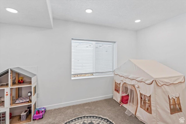 742 E Stonebriar Dr, Eagle Mountain, UT 84005 - game room with carpet flooring, baseboards, recessed lighting, and a textured ceiling