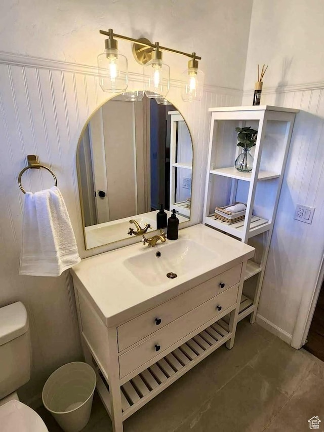 776 S Cherry Dr W, Orem, UT 84058 - half bathroom with vanity, toilet, and tile patterned floors