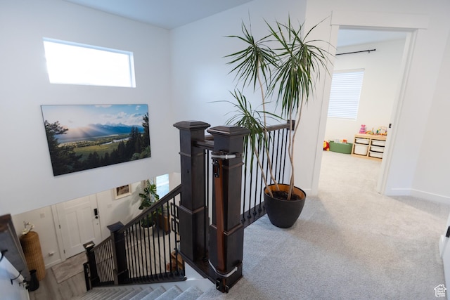 172 N 200 E, Salem, UT 84653 - hall with an upstairs landing, carpet floors, and baseboards