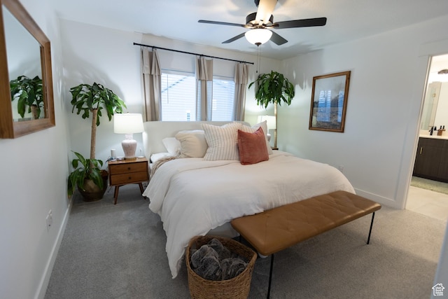172 N 200 E, Salem, UT 84653 - bedroom with light carpet, baseboards, ensuite bathroom, and ceiling fan