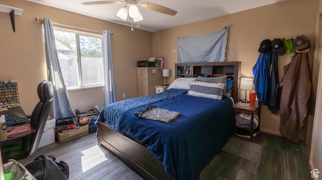 405 Bramblewood Dr, Cedar City, UT 84721 - bedroom featuring wood finished floors and a ceiling fan