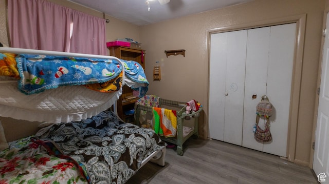 405 Bramblewood Dr, Cedar City, UT 84721 - bedroom with wood finished floors, a closet, and ceiling fan