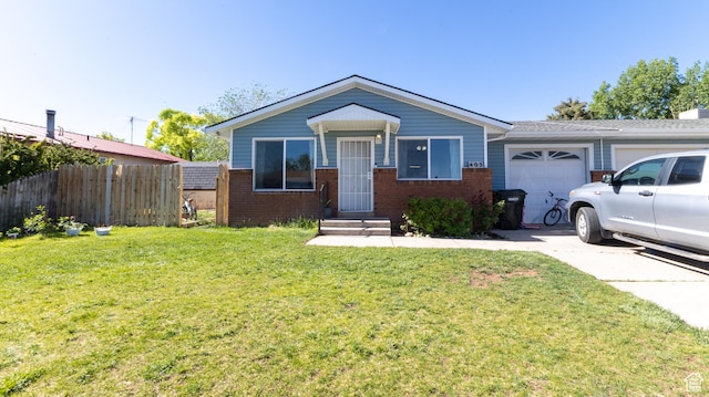 405 Bramblewood Dr, Cedar City, UT 84721 - view of front facade with an attached garage, brick siding, and concrete driveway
