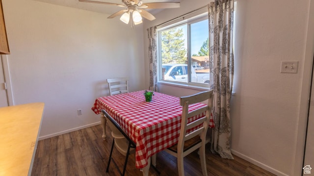 405 Bramblewood Dr, Cedar City, UT 84721 - dining room featuring wood finished floors, baseboards, and a ceiling fan