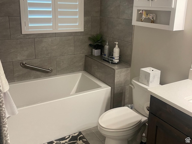 4422 W 2425 N, Plain City, UT 84404 - bathroom featuring a bath, vanity, toilet, and tile patterned floors