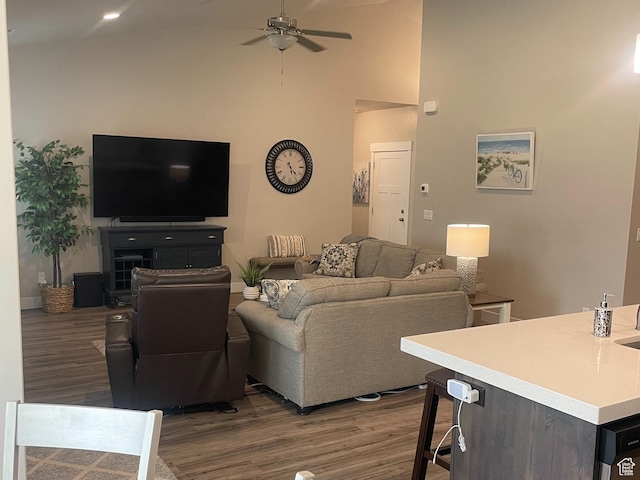 4422 W 2425 N, Plain City, UT 84404 - living area with ceiling fan and wood finished floors