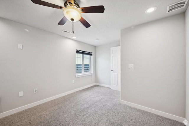 14499 S River Chase Rd, Herriman, UT 84096 - unfurnished room with ceiling fan, baseboards, carpet flooring, and recessed lighting