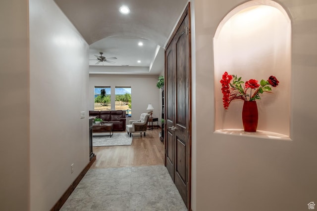 814 N High Ground Dr, Dammeron Valley, UT 84783 - hall featuring recessed lighting, baseboards, and a raised ceiling