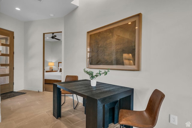2549 W Sinagua Trl Unit 26, St George, UT 84770 - dining room featuring a ceiling fan and recessed lighting