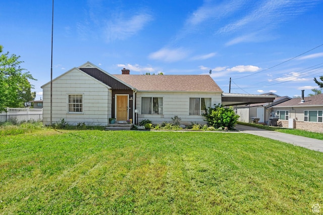 696 E 1700 S, Orem, UT 84097 - ranch-style home with driveway, an attached carport, and a chimney