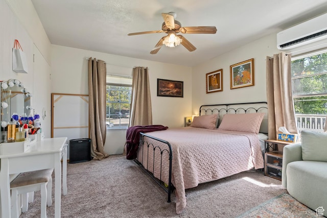 696 E 1700 S, Orem, UT 84097 - bedroom with an AC wall unit, multiple windows, light carpet, and ceiling fan